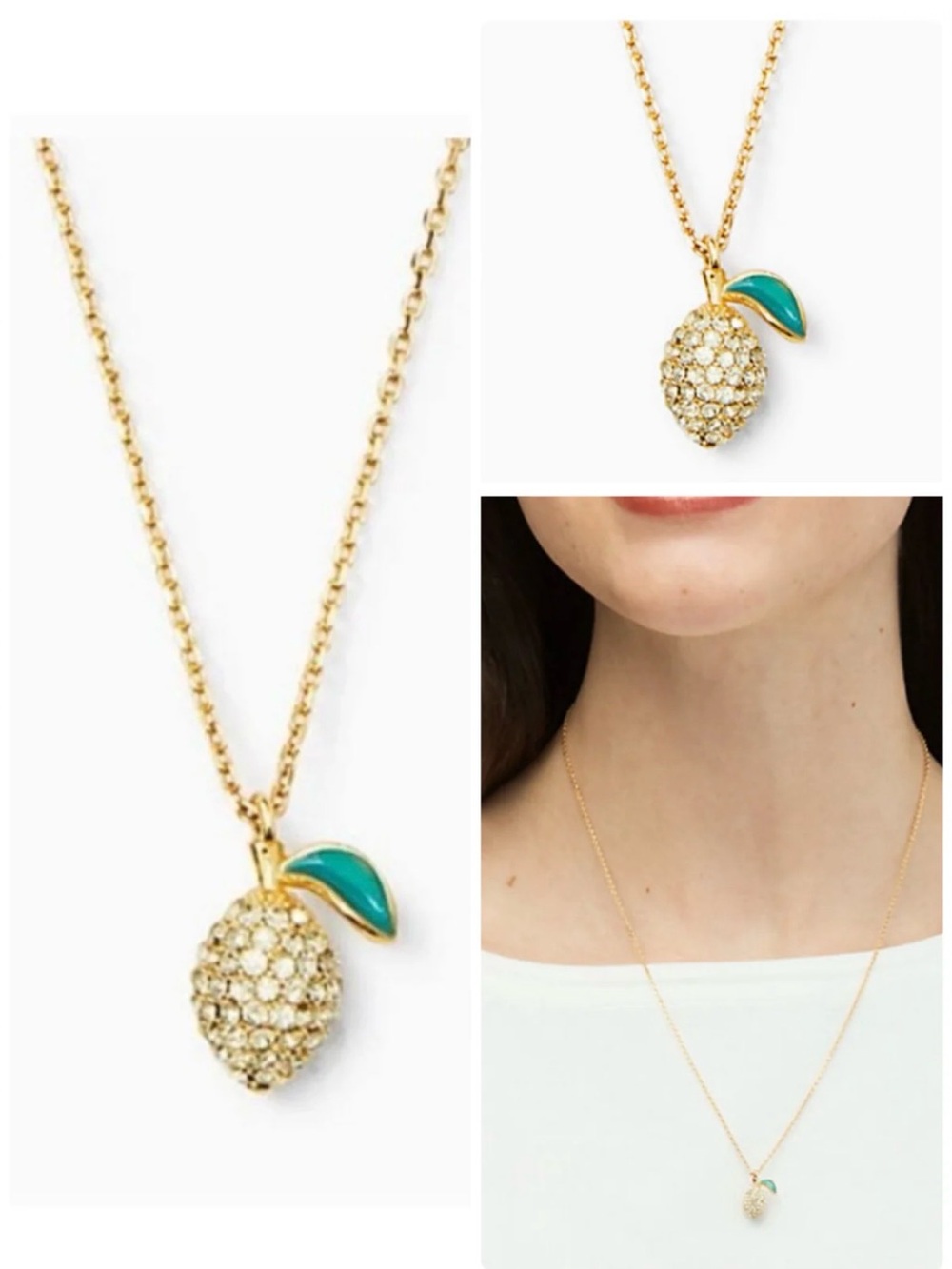 kate spade Gold Crystal Picnic Perfect Lemon Necklace